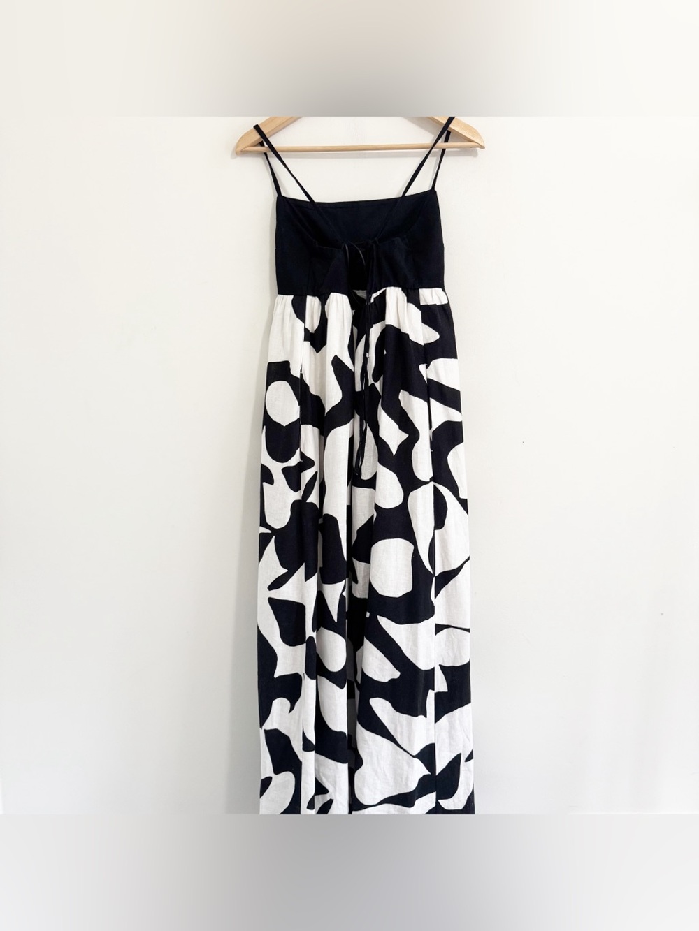 Abercrombie & Fitch Linen Blend Maxi Dress Black White Print Size Medium - Picture 4 of 9